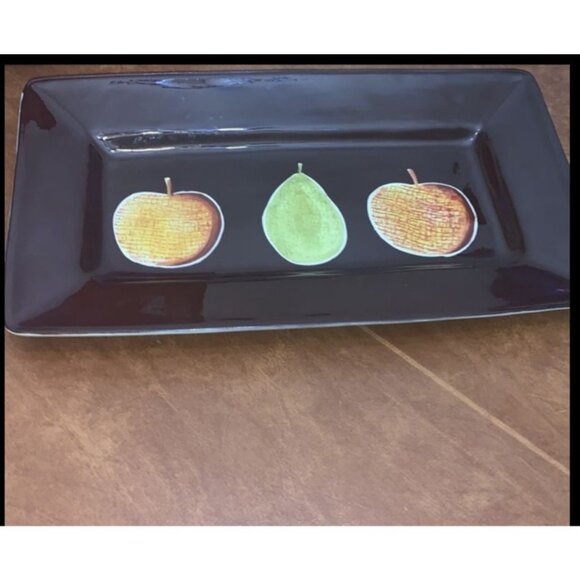 Rectangular Blue Tulip Harvest Platter By Laurie Gates - Picture 2 of 6